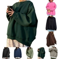Čvrsta boja CrewNeck labavi pulover dugim rukavima dugih rukava dukserica