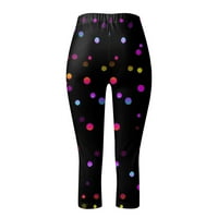 Yoga hlače Flare, modne žene elastične struk joga sportske cvjetne ispise pantalone gamaše obrezane hlače crni medij