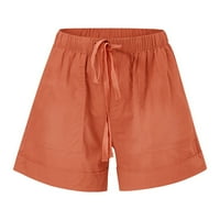 PXIAKGY HORTS ZA ŽENE SPLICE COMFY struk hlače Shorts Labavi elastični džepni ženski povremeni hlače za crtanje narandžasto + XL