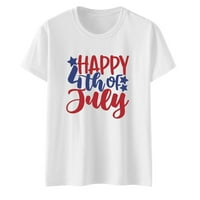 Gyujnb ženske majice sretni 4. srpnja vrhovi za žene okrugli vrat kratki rukav ženski majice Patriotske