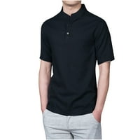 Muška košulja Summer Casual Solid Boja kratkih rukava zastoj na vrhu Pola patentnih zatvarača Slim Fit radne vrhove pulover bluze