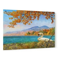 Epic Art 'Swan by Lac Leman' by Chris Prsluk, Akril staklena zida Art, 36 x24