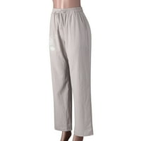 Široke pantalone za žene za žene ženske hlače tiskati duge pamučne vučne kockice široke elastične žene