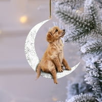 Pnellth Atraktivni privjesak dekor sa vezičanim arcilnim psom koji sjedi na Mjesečevom privjesku za