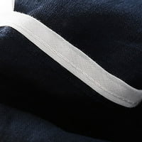 Ženske čvrste vrhove pamučne posteljine majice dugih rukava majica rever v izrez za izreznu bluzu gumb