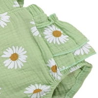 Pudcoco Djevojke za bebe Ljetna odjeća bez rukava bez rukava Chrysanthemum ROMper + traka za glavu