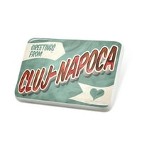 Porcelein PIN pozdrav iz Cluj-Napoca, Vintage razglednice rever značke - Neonblond