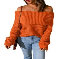 Žene pletene džemper od ramena Lose Dugi rukavi pulover vrhovi ulične odjeće