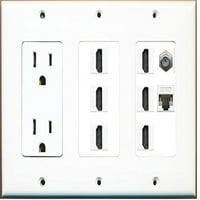 Riteav - (Gang 15A Power Outlet HDMI Coa CAT5E Bijela zidna ploča bijela