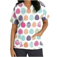 Zunfeo Womens T majice - Pulover kratki rukav Uskrsni pokloni V izrez Slatke jednostavne vrhove tiskane majice Multicolor 8