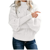 Lowrofile pulover džempere za žene Ležerne prilike s dugim rukavima, srednji vrat labav čvrsti gornji zimski pad pletena džemper