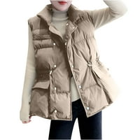 Zanvin ženske jakne obrezane puffer jakne, ženske jesene modne čvrste boje džepnog prsluka kratka jakna