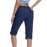 Lindreshi teretni kratke hlače za žene sa džepovima moda Žene casual boja casual elastična visoka struka