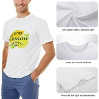 Limunska muška majica pamuk casual kratkih rukava poklon tee bijeli s