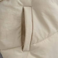 Zimski prsluk za žene - čvrste kratke gornje odjeće pamučne jakne džep labav štand prsluk bijeli s