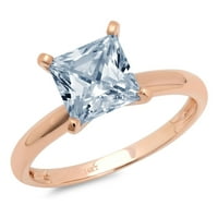 1. CT sjajna princeza prirodno nebo plavi topaz 14k ružičasto zlato pasijans prsten sz 10.25