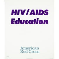 Američki Crveni križ Crni ukrašeni uokvireni dvostruki matted muzej umjetnički print pod nazivom: HIV-AIDS