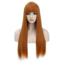 Desno 28 narančaste perike ravno dugačke kose perike sa šišmirnim ženama djevojkama svijetlo narančasto