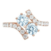 1.98ct okrugli rez plavi simulirani dijamant 18k 18K ruža zlatna godišnjica za angažman prsten veličine