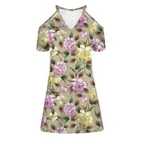 Haljina za ženske ležerne ljetne odmor cvjetni kratki rukav dresinski haljina mini haljina Proljeće