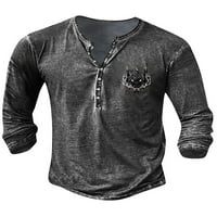 Avamo muškarci T majice 3D tisak vrhova Dugme Majica Club Modna bluza Redovno Fit Henry ovratnik Pulover