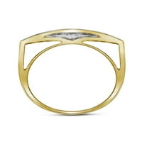 Čvrsti 10K žuti zlatni muški okrugli pave-set dijamantskih pravokutnika klastera angažman za vjenčanje godišnjica prstena 1. ct. - Veličina 8