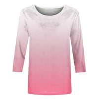 Ženske trendove ispisane labave majice rukave bluza okrugli vrat casual vrhovi ružičasti m