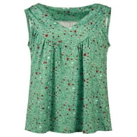 NOLLA Women Ljeto TOP Cvjetni print Cisterne za tisak V izrez T majice Dame Modni bluza bez rukava zelena