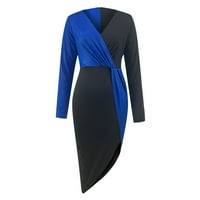 Cuoff Ljetne haljine za žene Ležerne prilike u boji slopoverom V-izrezom Nepravilna haljina Royal Blue