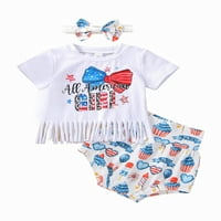Dojenčad za bebe 4. srpnja kratke hlače Podesite kratke rukave T-majice TOWS kratke hlače za hlače za