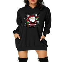 Ženska Xmas Hoodie Božićni ispisani duks dugih rukava s dugim rukavima bluza