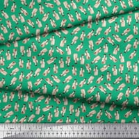Soimoi Green Viscose Šifon tkanina Jež i boca umjetnička ispis tkanina od dvorišta široka