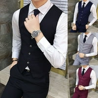 Čvrsta boja mens prsluk V-izrez Slim Business Formalno odijelo Vest Britanci Sive XL