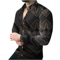 Muška majica dolje majice Slim Fit Dugi rukav modna geometrija Ovratnik za ispis gornje bluze Ležerne