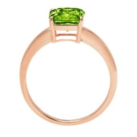 1.0ct Asscher Cut Green Prirodni peridot 14K ružičasta ruža Gold Graving Izjava Godišnjica angažmana vjenčanja SOLITAIRE Veličina prstena 10.75