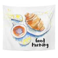 Bran doručak Dobra jutro ručna akvarelska pekara bijeli napitak Zidna umjetnost Viseća tapiserija Kućni