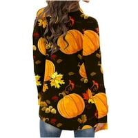 Ženska moda plus veličina Ženska modna halloween tiskana kardiganska jakna s dugim rukavima narančasta