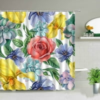 Ružičasti cvijet leptir tiskani tuš za zavjese Spring cvjetna biljka kupaonica zavjese vodootporna zaslon