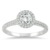 Ženski karat TW Diamond Halo zaručni prsten u 14k bijelo zlato