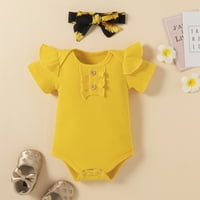Zukuco Baby Girls Outfits ROMper kratki rukav + cvjetne kratke hlače s poklopcem za lice za licenga
