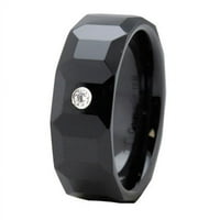 Crni višestruki keramički prsten sa CZ - veličina 14.5