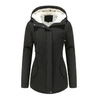 Ženski kaputi zimski čišćenje Ženska topla kaput jakna obložena rovov zimski kapuljač debeli kaput crni xxxl