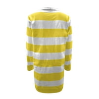 Symoid Womens džemper kaputi - modne ležerne pruge patchwork dugih rukava džemper Cardigan bluza je žuti xxl