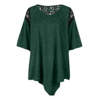 Bazyrey Womens Ljetni vrhovi Čvrsta tiskana bluza Ženka V izrez Ležerne prilike za labave tunike T-majice zeleno 3xl