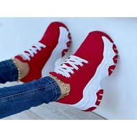 LUMENTO Žene casual cipele okrugle nožne tenisice platforme hodanje cipela čipka za čipku Neklizajuće vanjske prozračne crvene 6