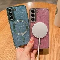 Kompatibilan je sa Samsung Galaxy S ultra magnetskom futrolom sa zaštitnim objektivom fotoaparata Glitter Bling Case-Purple