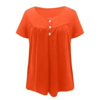 Bazyrey ženski kratki rukav ženski Henley Solid Peplum casual slobodne tuničke majice narančasto xl
