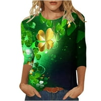 St Patricks Dan majica Ženska rukava Irska Shamrock Graphic Tees Lucky Okrugli vrat Casual T-majice