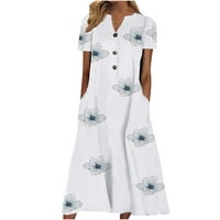 GUZOM Uskršnja haljina za žene - Maxi haljine tiskani kratki rukav V-izrez New Spring Ležerne prilike