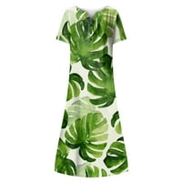 HHEI_K Ljetne haljine za žene Ljetna haljina za žene Ležerne prilike ispisane V-izrez kratkih rukava